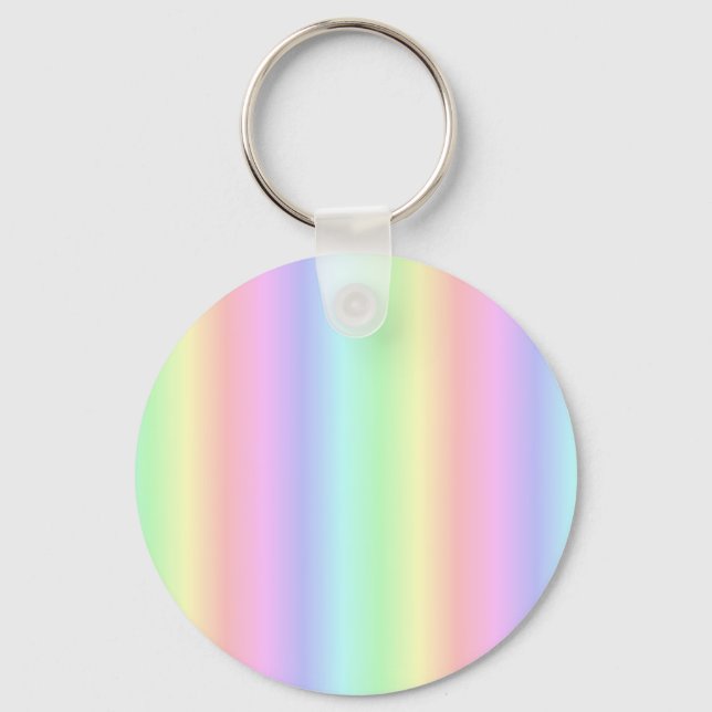 Pastel Rainbow Strips - Pattern Key Ring (Front)