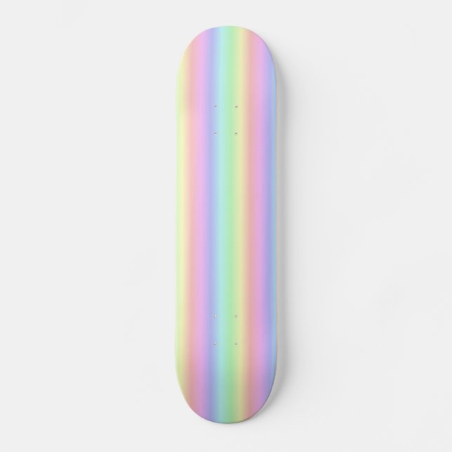 Pastel Rainbow Strips - Pattern Skateboard (Front)