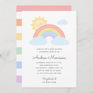 Pastel Rainbow Sunshine Baby Shower  Invitation