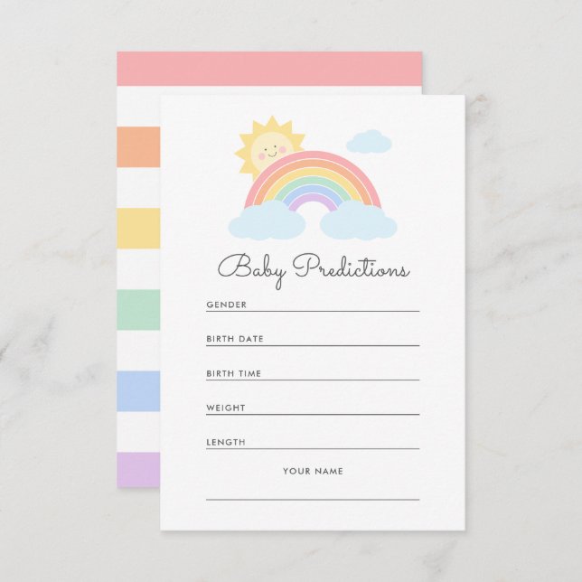 Pastel Rainbow Sunshine Baby Shower Predictions Enclosure Card (Front/Back)