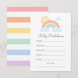 Pastel Rainbow Sunshine Baby Shower Predictions Enclosure Card