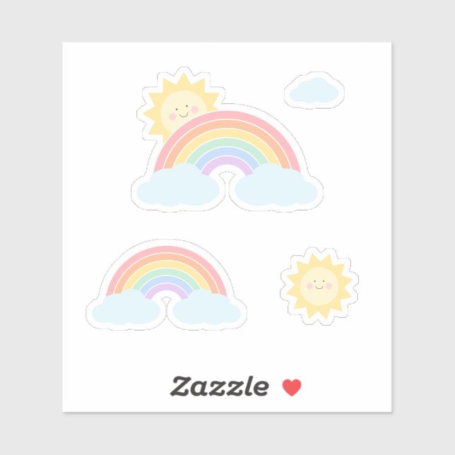 Pastel Rainbow Sunshine Custom-Cut Vinyl Sticker (Sheet)