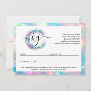Pastel Rainbow Swash Logo Gift Certificate Card