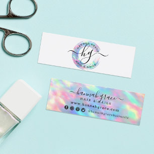 Pastel Rainbow Swash Logo Hair Nails Social Media Mini Business Card