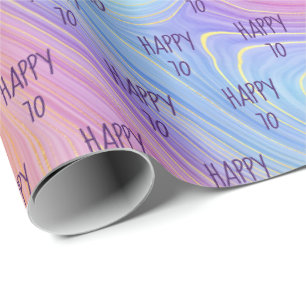 Pastel Rainbow Swirl 70th Birthday Wrapping Paper