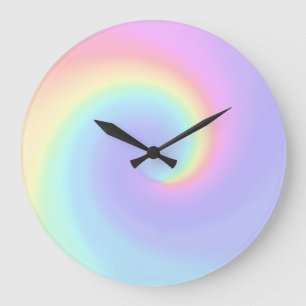 Pastel Rainbow Swirl Lesbian Wedding Large Clock