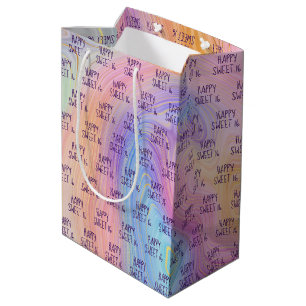 Pastel Rainbow Swirl Sweet 16  Medium Gift Bag