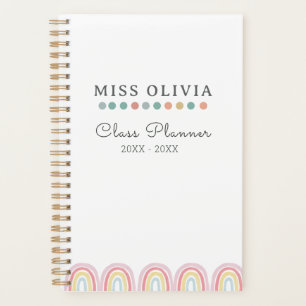 Pastel Rainbow Teacher Planner   Custom Gift