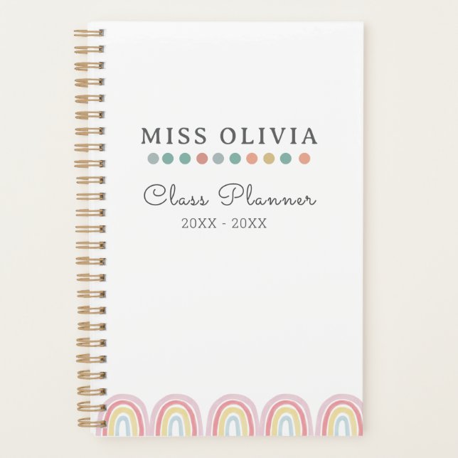 Pastel Rainbow Teacher Planner | Custom Gift (Front)