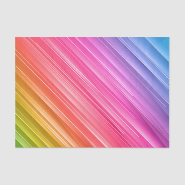 Pastel Rainbow Textured Lines Decoupage Tissue Paper (Front)