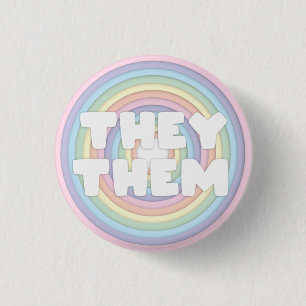 Pastel Rainbow They/Them Pronouns  3 Cm Round Badge