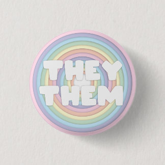 Pastel Rainbow They/Them Pronouns 3 Cm Round Badge