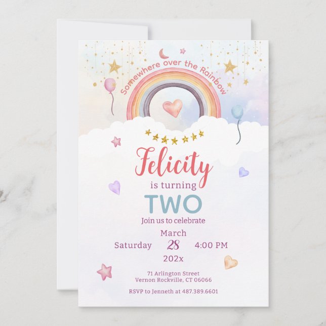 Pastel Rainbow Tie Dye Birthday Invitation (Front)
