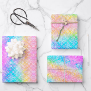 Pastel Rainbow Tie-Dye Fractal All-Occasion Wrapping Paper Sheet