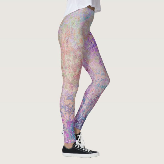Pastel Rainbow Tie-Dye, Spring Summer Leggings (Right)