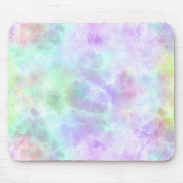 Pastel Rainbow Tie-Dye Watercolor Painting Mouse Mat (Front)
