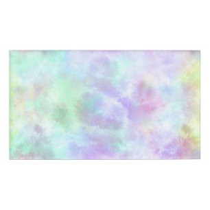 Pastel Rainbow Tie-Dye Watercolor Painting Name Tag