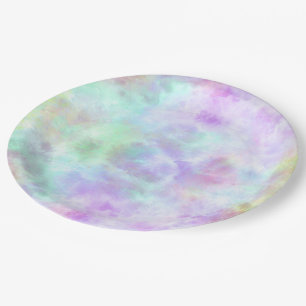 Pastel Rainbow Tie-Dye Watercolor Painting Paper Plate