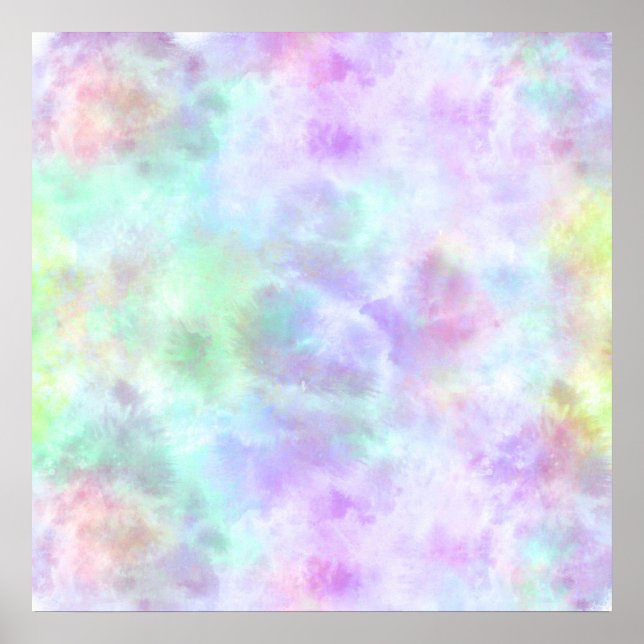 Pastel Rainbow Tie-Dye Watercolor Painting Poster (Front)