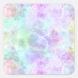 Pastel Rainbow Tie-Dye Watercolor Painting Square Sticker