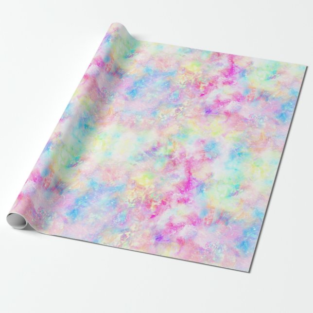 Pastel Rainbow Tie Dye Wrapping Paper (Unrolled)