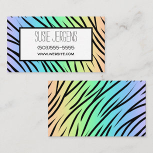 Pastel Rainbow Tiger Print Customisable Business Card