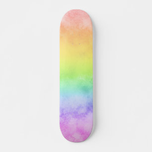 Pastel rainbow trendy ombre watercolor gradient skateboard