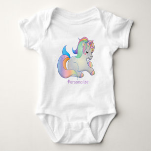 Pastel Rainbow Unicorn Baby Design Personalised Bodysuit