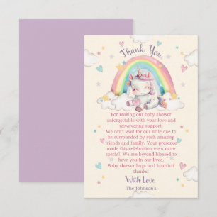 Pastel Rainbow Unicorn Baby Shower Thank You Card