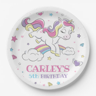 Pastel Rainbow Unicorn Birthday Party, Any Age Paper Plate