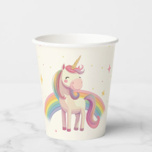 Pastel Rainbow Unicorn Birthday Party Paper Cups