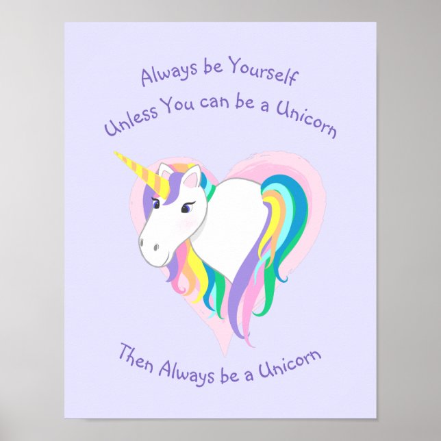 Pastel Rainbow Unicorn Heart with Text Print (Front)