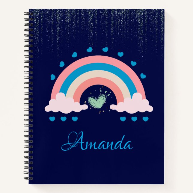 Pastel Rainbow & Unicorn Notebook (Front)