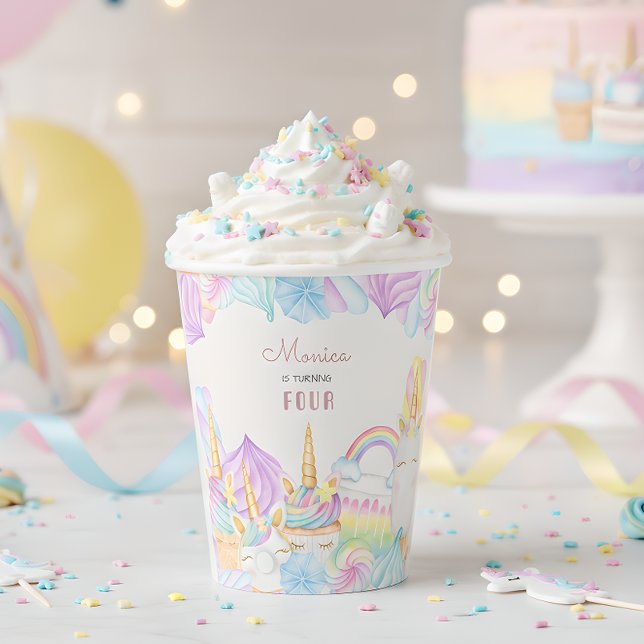 Pastel rainbow unicorn sweet birthday paper cups (Creator Uploaded)