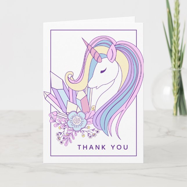 Pastel Rainbow Unicorn | Thank You Card (Front)