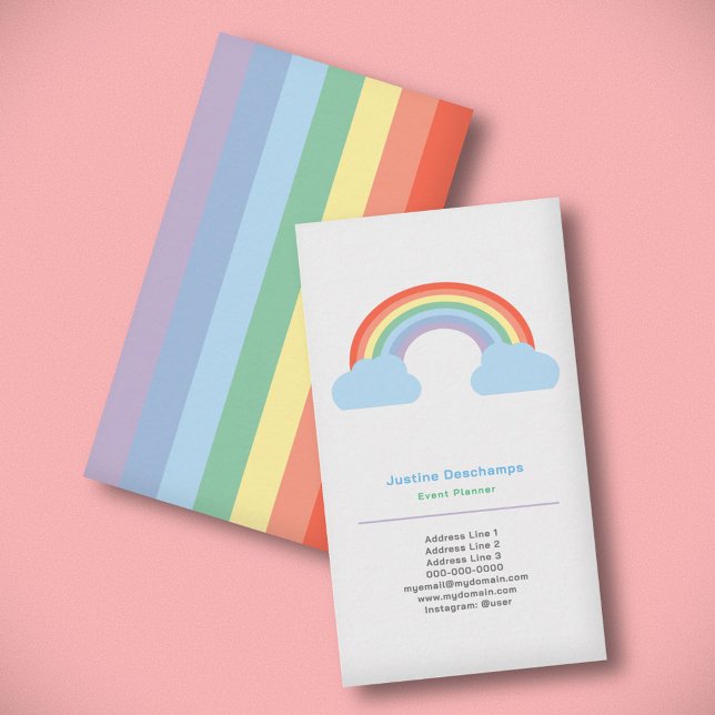Pastel Rainbow Vertical Business Card (Rainbow Business Card)