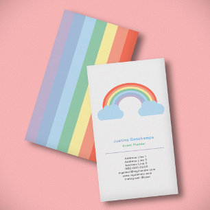 Pastel Rainbow Vertical Business Card
