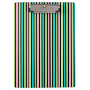 Pastel Rainbow Vertical Lines Geometric Pink Green Clipboard