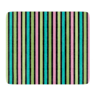 Pastel Rainbow Vertical Lines Geometric Pink Green Cutting Board