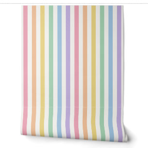 Pastel Rainbow Vertical Stripe Wallpaper