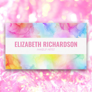 Pastel Rainbow Vibrant Bright Colourful Watercolor Business Card
