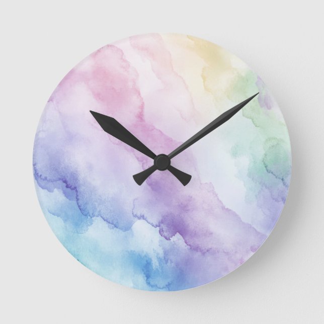 Pastel Rainbow Wall Clock (Front)