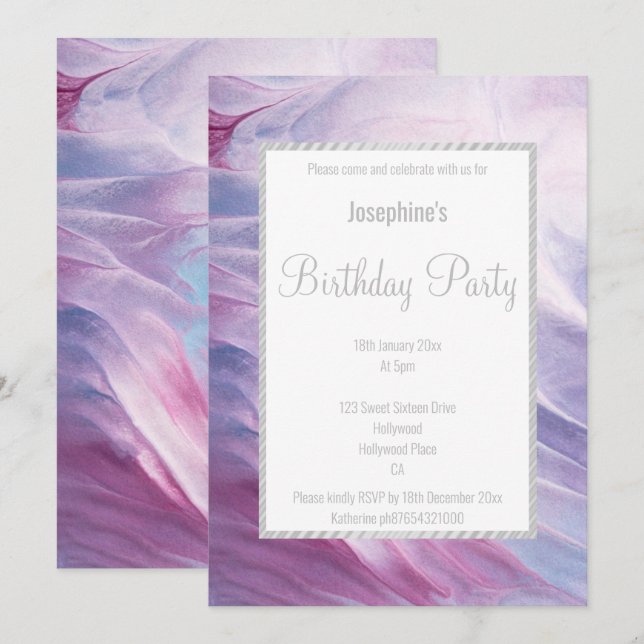 PASTEL RAINBOW WASHED CLOUDS BIRTHDAY  INVITATION (Front/Back)
