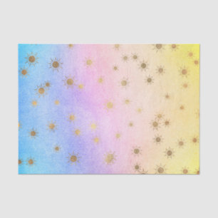 Pastel Rainbow Water colour with gold suns Tissue Paper