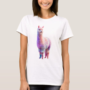 Pastel Rainbow Watercolor Dreamy Alpaca Women T-Shirt