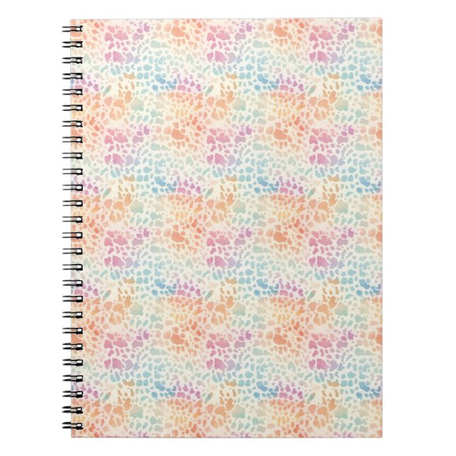 Pastel Rainbow Watercolor Leopard Print Notebook (Front)