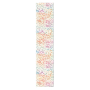 Pastel Rainbow Watercolor Leopard Print Short Table Runner