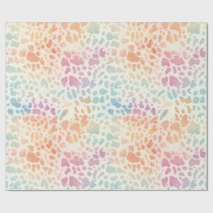 Pastel Rainbow Watercolor Leopard Print Wrapping Paper