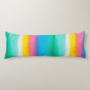 Pastel Rainbow Watercolor Striped Pattern Modern Body Cushion