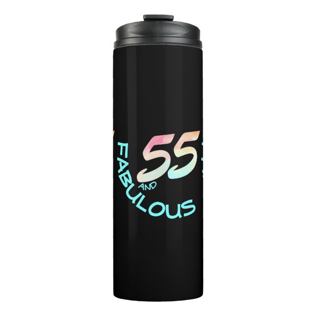Pastel Rainbow Watercolor Turquoise Typography Thermal Tumbler (Front)